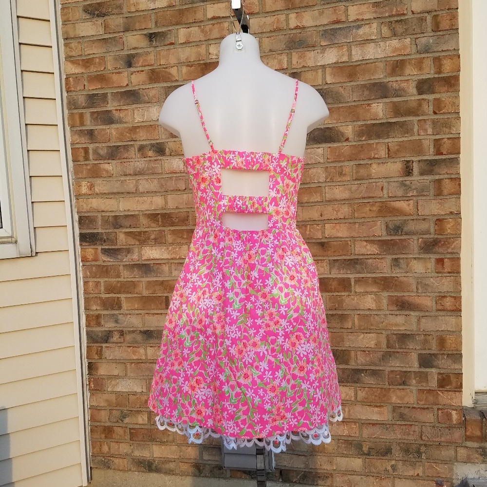 Lilly Pulitzer Cut Out Floral Sundress with Spagatti Straps Sz 8 - Picture 5 of 6